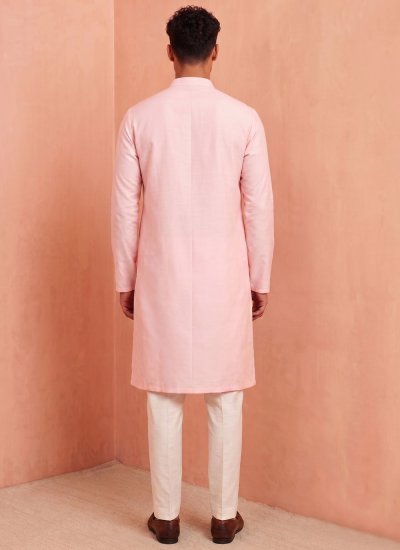 
                            Pink Festival Silk Kurta Pyjama