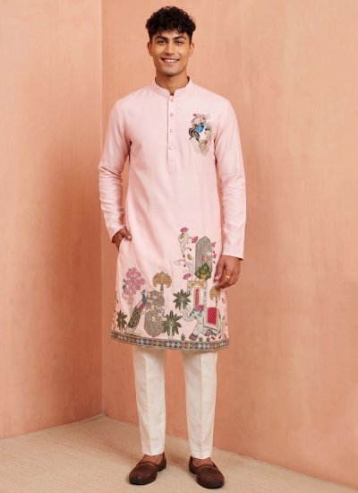 Pink Festival Silk Kurta Pyjama