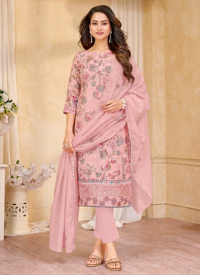 Pink Print Cotton Salwar Suit