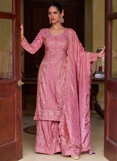 Pink Sequins Ceremonial Readymade Salwar Kameez