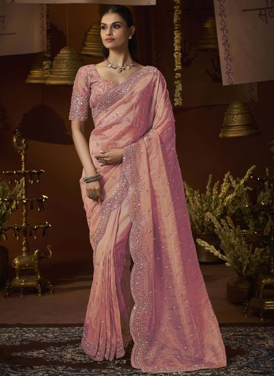 Pink Sequins Contemporary Saree
