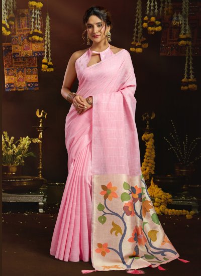 Pink Sequins Engagement Classic Saree