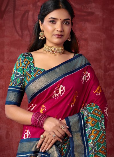 
                            Pink Silk Casual Saree