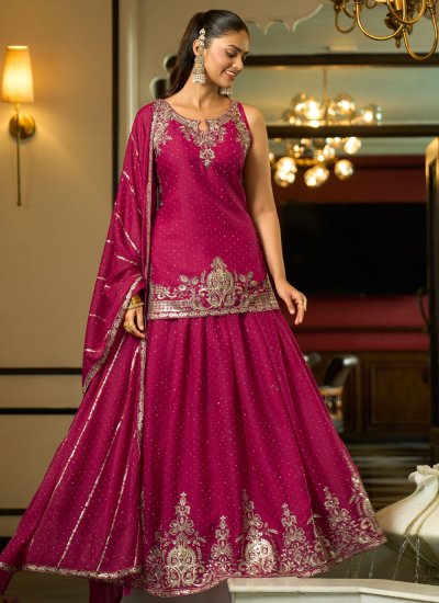 Pink Silk Embroidered Trendy Lehenga Choli