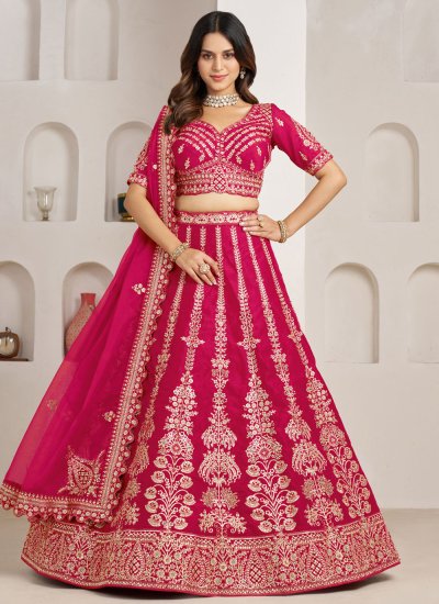 Pink Silk Sequins Lehenga Choli