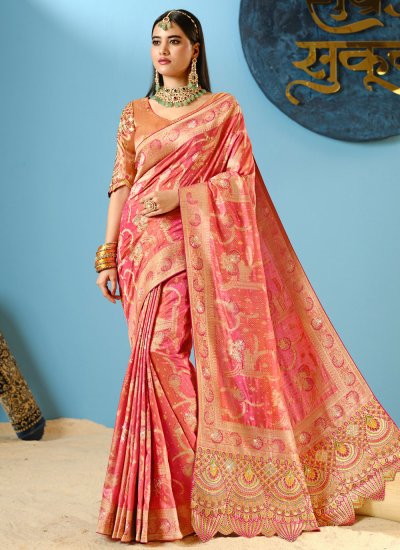 Pink Weaving Contemporary Saree
