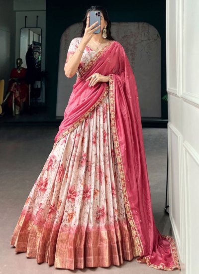 Pink Weaving Sangeet Trendy Lehenga Choli