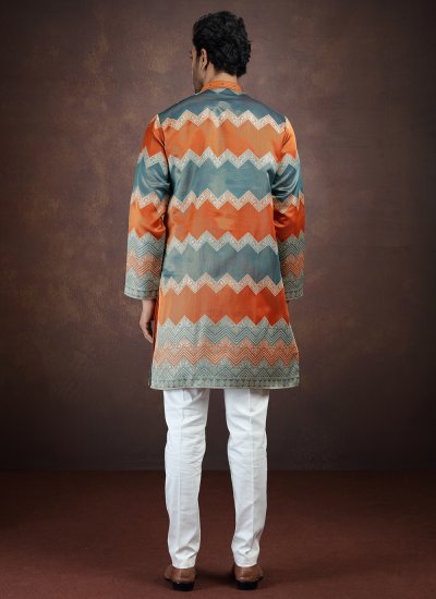 
                            Pintex  Art Silk Kurta Pyjama in Multi Colour