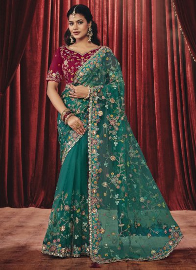 Piquant Embroidered Net Classic Saree