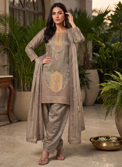 Preferable Grey Patiala Salwar Kameez