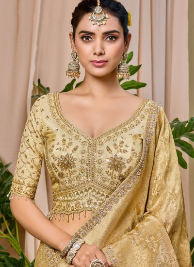 
                            Pretty Cream Tissue Trendy Saree