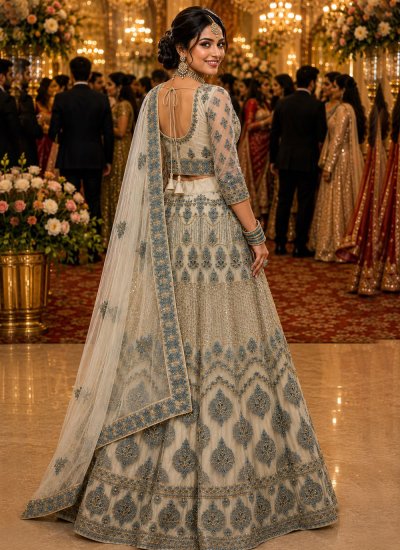 
                            Princely Net Diamond Off White Readymade Lehenga Choli