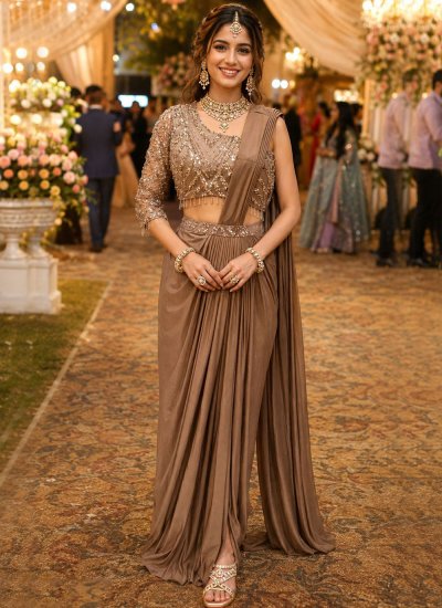 Prodigious Embroidered Engagement Contemporary Saree