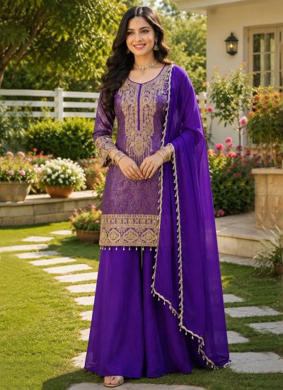 Purple Ceremonial Palazzo Salwar Kameez