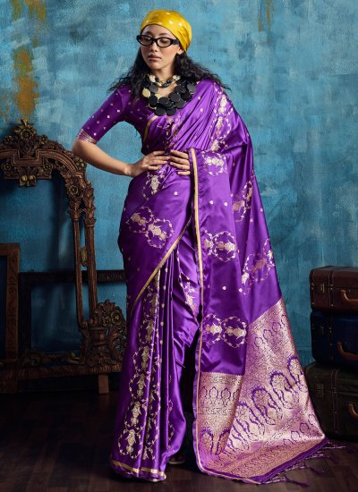 Purple Color Contemporary Saree