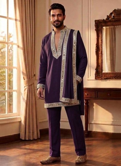 Purple Color Kurta Pyjama