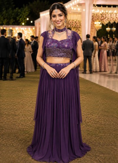 Purple Embroidered Engagement Lehenga Choli