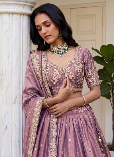 
                            Purple Engagement A Line Lehenga Choli