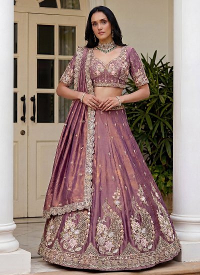 Purple Engagement A Line Lehenga Choli