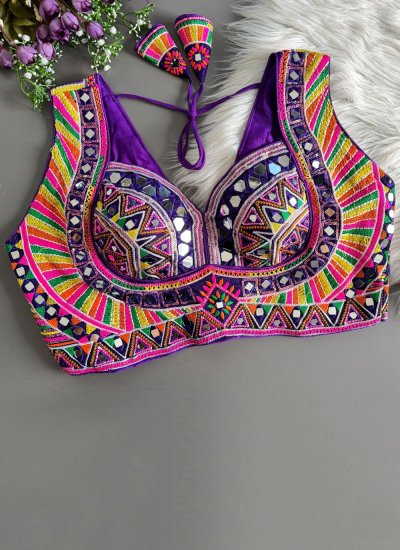 
                            Purple Gamthi Silk Blouse