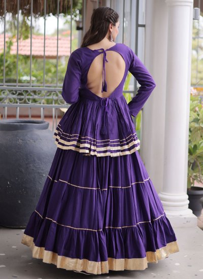
                            Purple Gota Work Sangeet Trendy Lehenga Choli