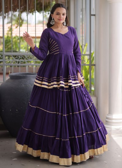 Purple Gota Work Sangeet Trendy Lehenga Choli