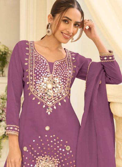 
                            Purple Mirror Festival Palazzo Salwar Kameez