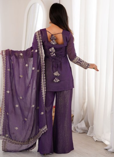 
                            Purple Party Silk Salwar Kameez