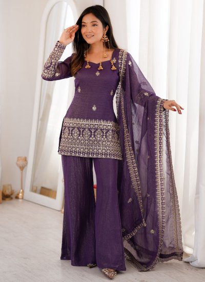 Purple Party Silk Salwar Kameez