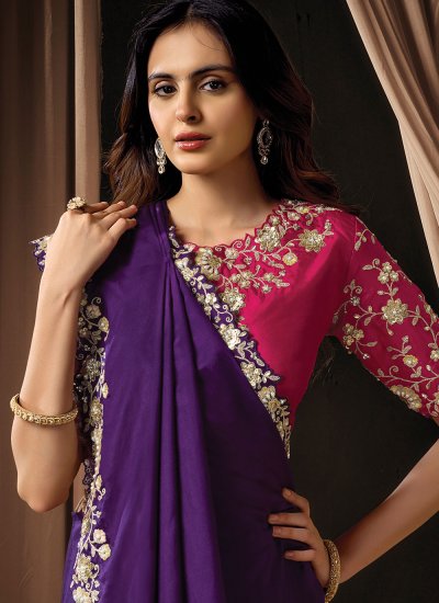 
                            Purple Pearls Engagement Classic Saree