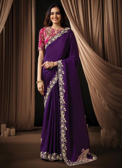 Purple Pearls Engagement Classic Saree
