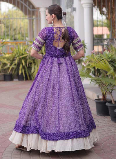 
                            Purple Printed Cotton Trendy Lehenga Choli