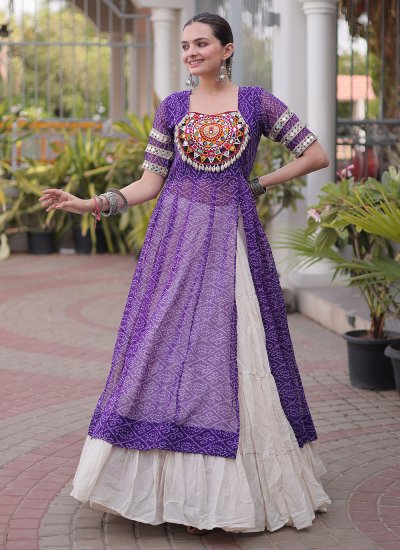 Purple Printed Cotton Trendy Lehenga Choli