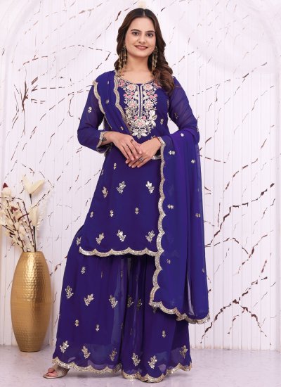 Purple Sequins Party Salwar Suit