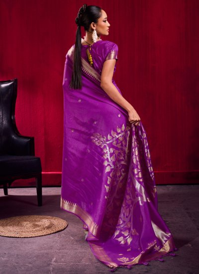
                            Purple Weaving Party Traditional Saree
