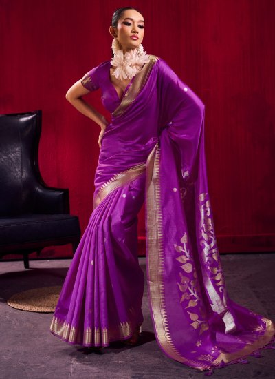 Purple Weaving Party Traditional Saree
