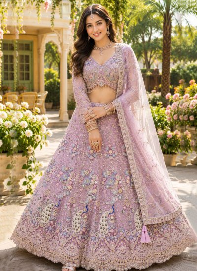 Readymade Lehenga Choli Resham Net in Lavender Colour