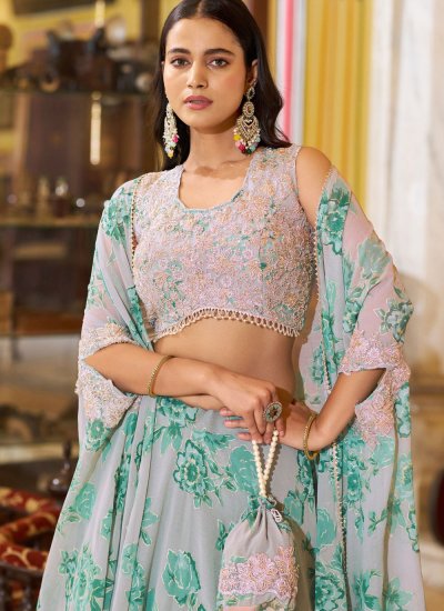 
                            Readymade Lehenga Choli Sequins Georgette in Sea Green Colour