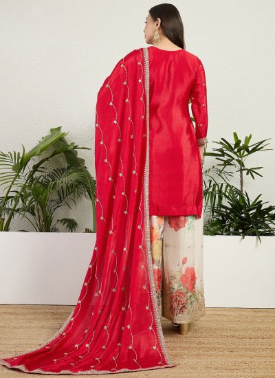 
                            Red Festival Chinon Palazzo Salwar Kameez