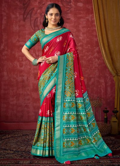 Red Festival Contemporary Saree