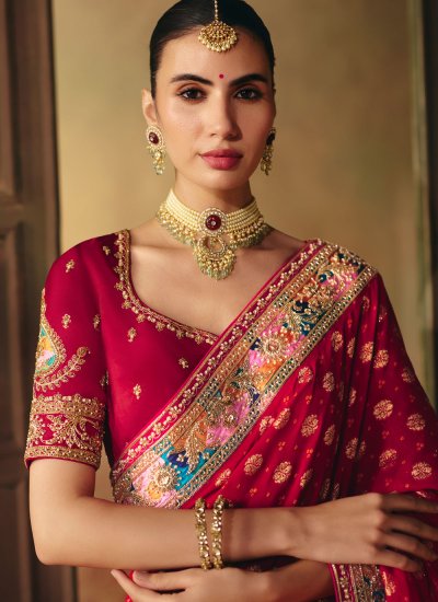 
                            Red Festival Pure Georgette Trendy Saree