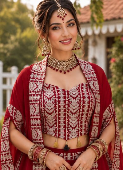 
                            Red Georgette Readymade Salwar Kameez