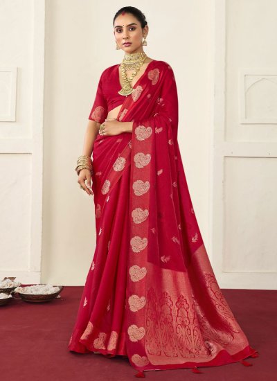 Red Woven Silk Classic Saree