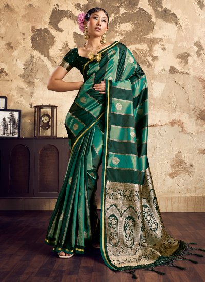 Refreshing Green Weaving Contemporary Saree