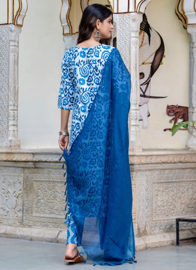 
                            Regal Blended Cotton Blue Floral Print Salwar Suit