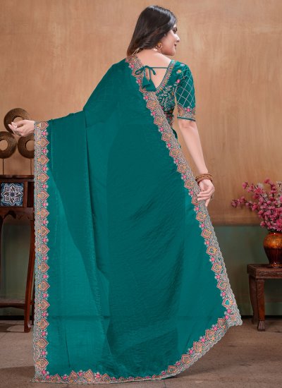 
                            Regal Green Beads Contemporary Saree