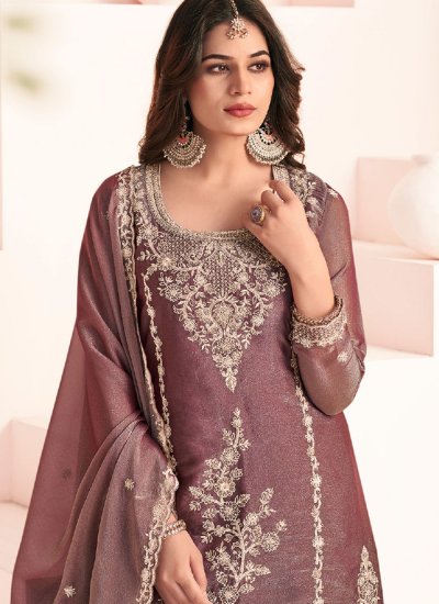 
                            Renowned Embroidered Silk Mauve  Trendy Salwar Kameez