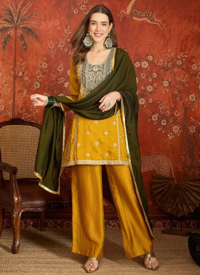 Resplendent Vichitra Silk Festival Readymade Salwar Suit
