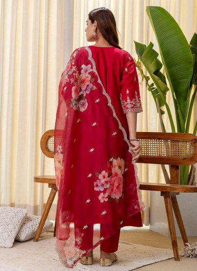 
                            Royal Hot Pink Silk Blend Salwar Kameez