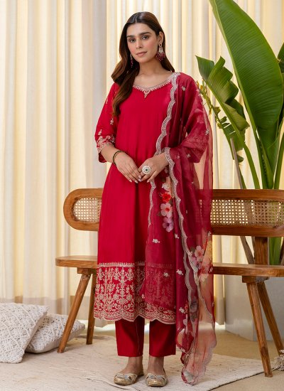 Royal Hot Pink Silk Blend Salwar Kameez